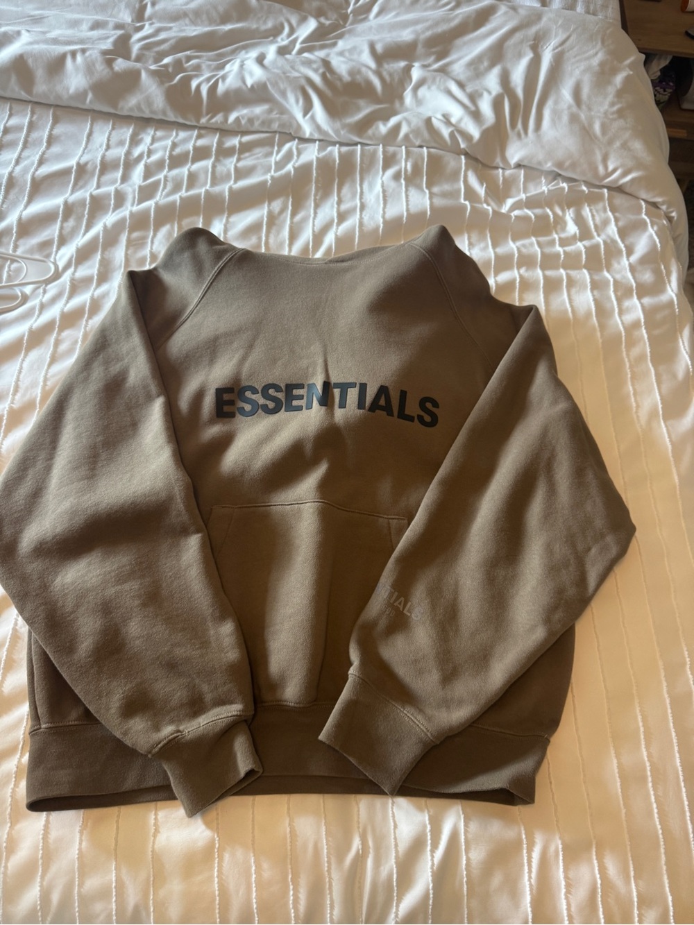 ESSENTIALS Brown Crewneck Sweatshirt with Black Logo
